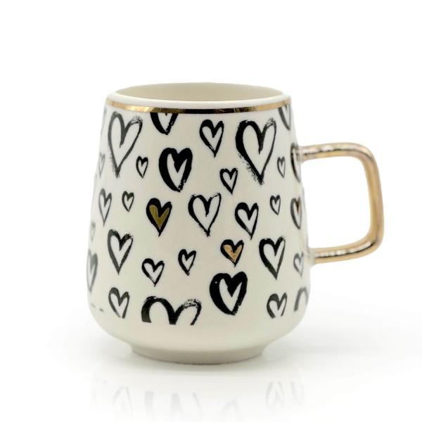 Espressotasse gold ​"Herz mit Pinselstrichen"